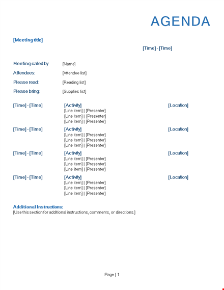 formal meeting agenda template template