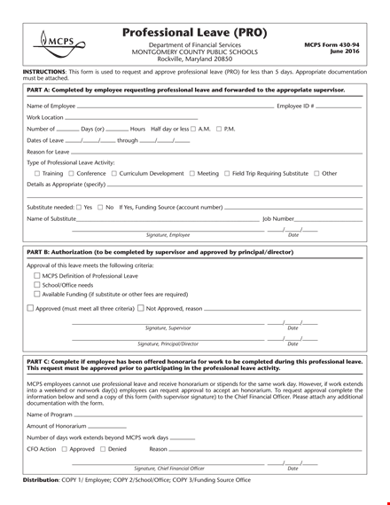 professional employee leave | da form | signature required template