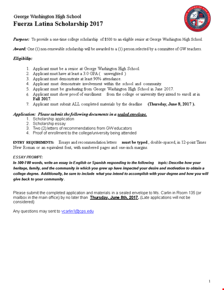 scholarship application template - school application for scholarship applicants template