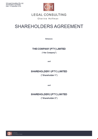 shareholder agreement | ensure clarity & harmony among shareholders template