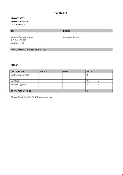 tax service invoice template word template