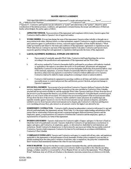 work order agreement template template