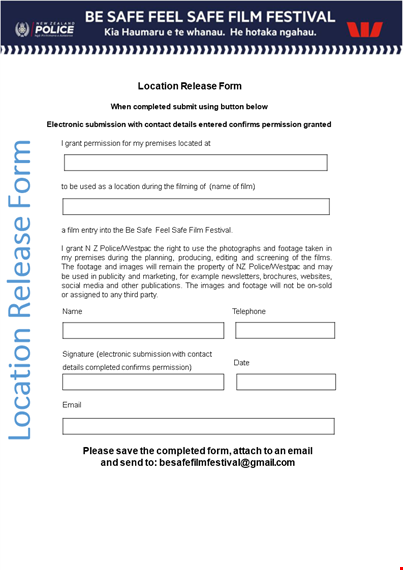 complete location release form: obtain permission for location template