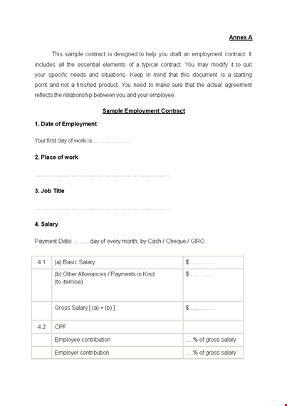 employment contract template - clear salary & hours agreements template