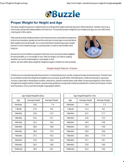 calculate your ideal weight with our height and weight chart | proper weight for age and years template