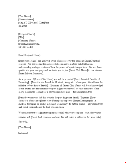 request for sponsorship letter template - professionally crafted sponsorship letter for your company template