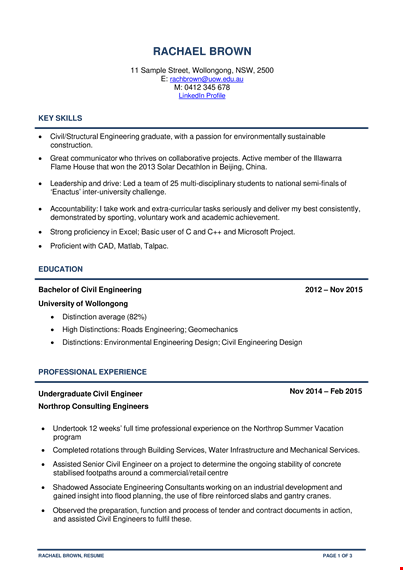 graduate civil engineer template