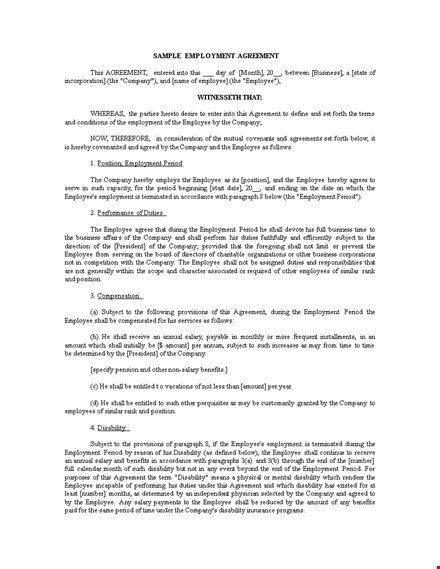 employment contract template - create a secure agreement for company and employee template