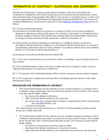 official warning letter to contractor example template