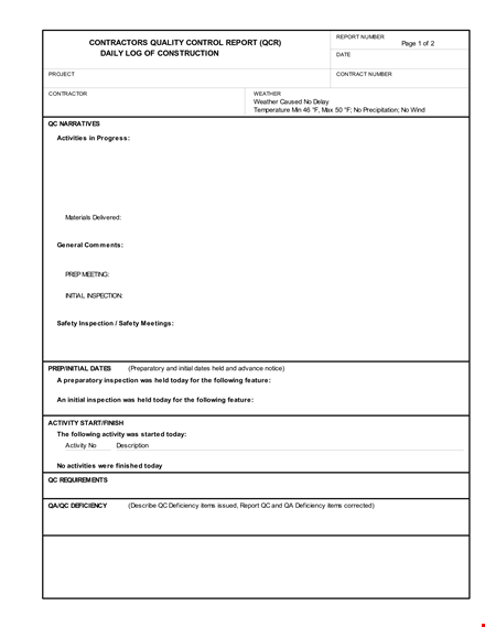 construction quality sample template