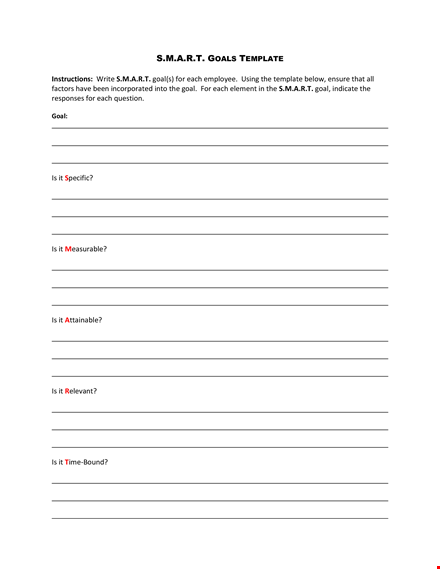 smart goals template and instructions template