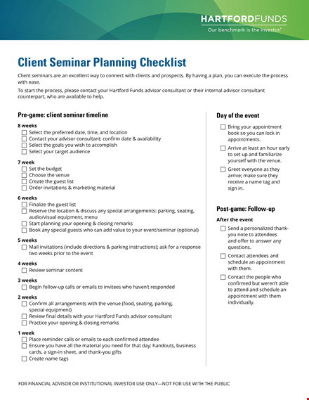 client seminar planning checklist template