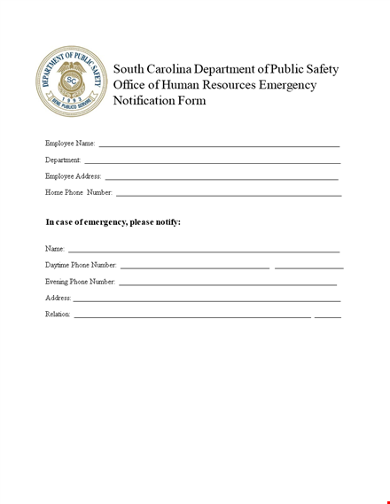 hr employee emergency notification form template