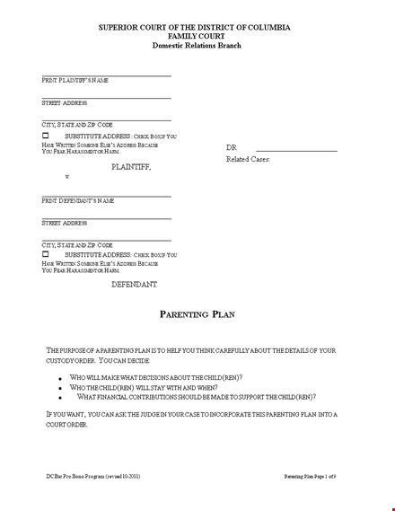child parenting plan template - simplify your co-parenting template