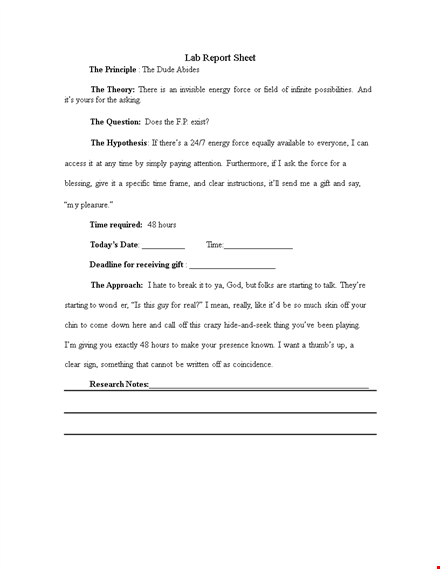 lab report sheet template