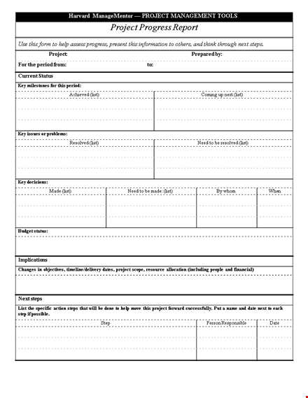 project progress report - manage your project with clear steps template