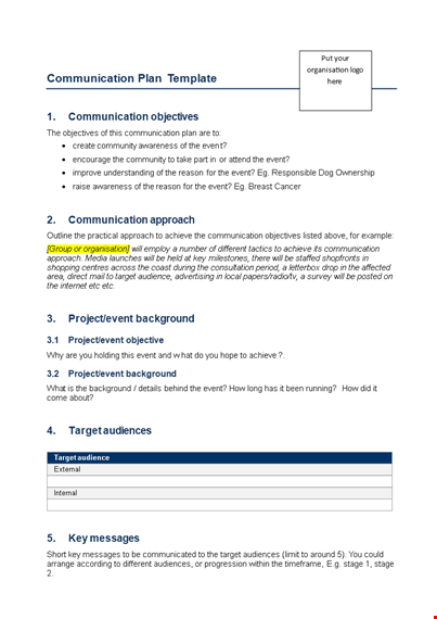 effective communication plan template for successful events - download now template