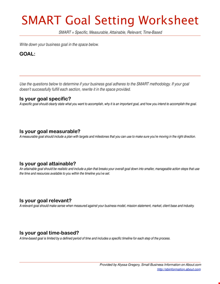 specific business smart goals template template
