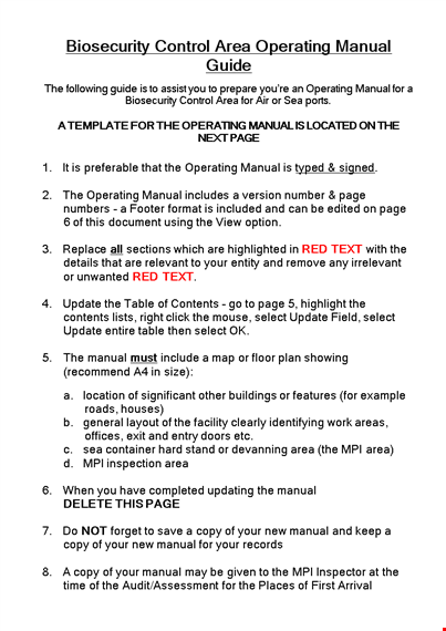 instruction manual template - create and control your biosecurity measures template