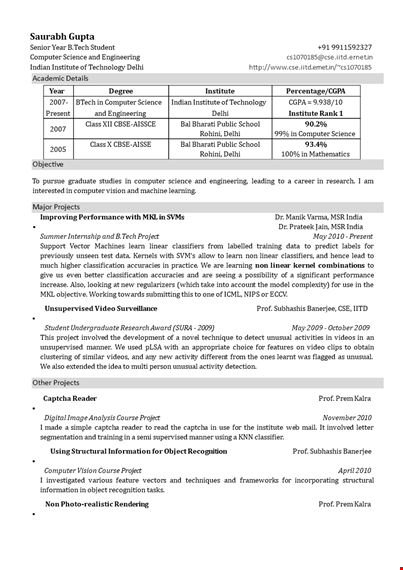 free fresher resume sample template