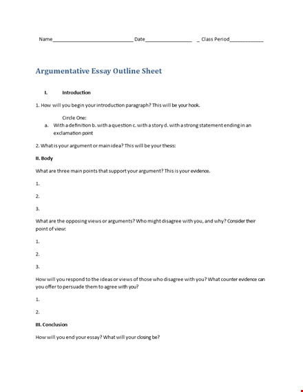 craft your winning essay outline | expert guide with introduction & point-wise argument template