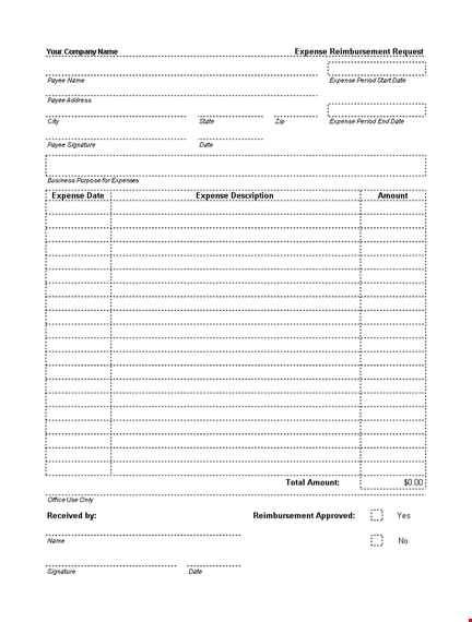 expense report template - simplify reimbursement for payee template