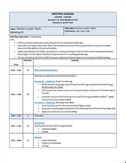 leadership meeting agenda - effective strategies for conflict resolution template
