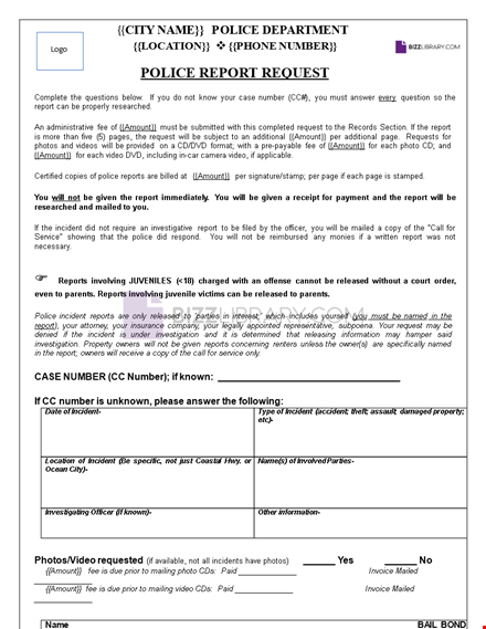 professional police report template template