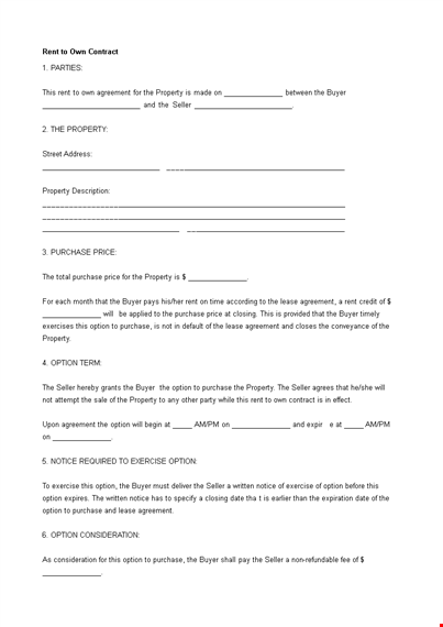 rent to own real estate contract template