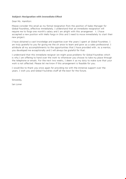 immediate resignation letter by email in pdf template