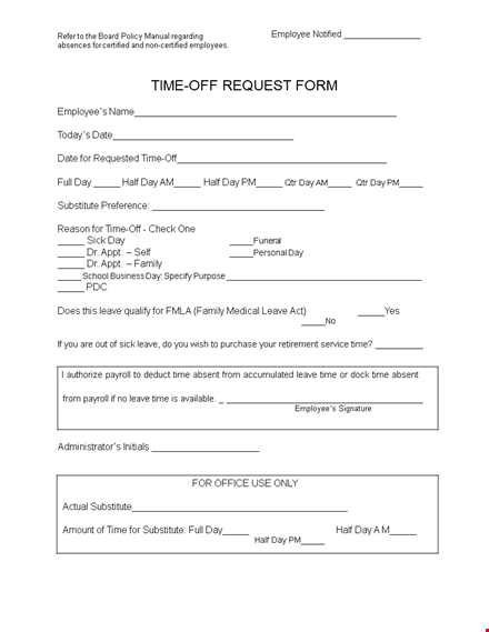 time off request form template - streamline your employee leave management template