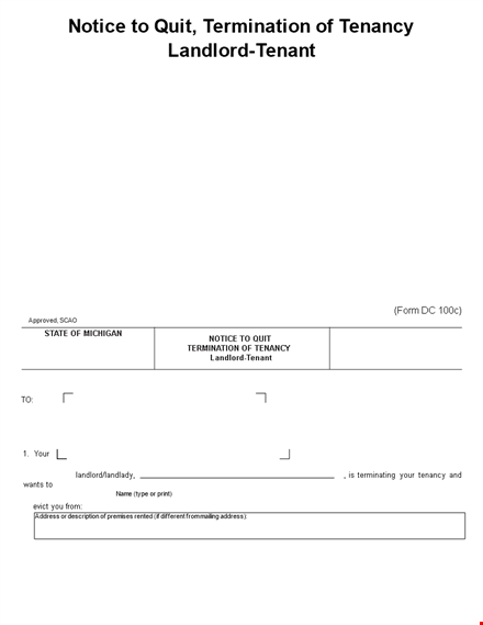 notice to quit, termination of tenancy template