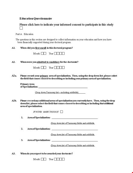 create a comprehensive research program with our questionnaire template template