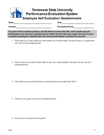 top self evaluation examples for better performance and achieving goals within evaluation period template