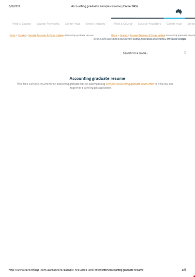 sample resume fresh graduate accounting student - kickstart your career template