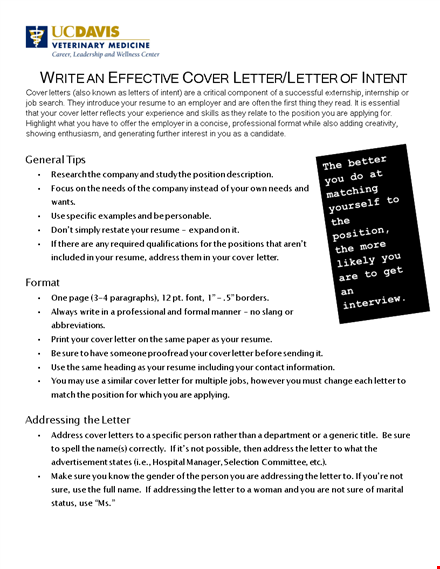 cover letter letter intent tips template