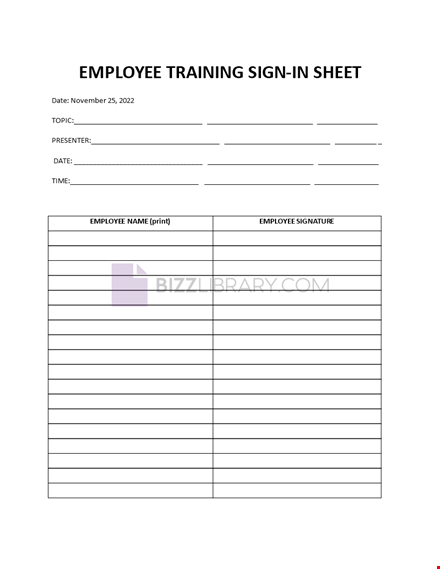 employee training sign-in sheet template