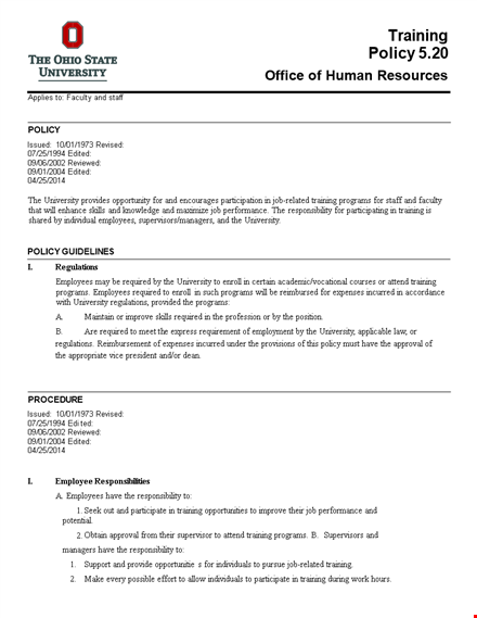 human resources policy templates for office and university template