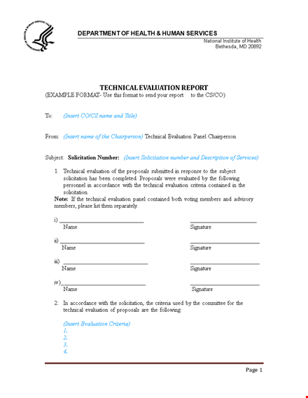technical evaluation report template