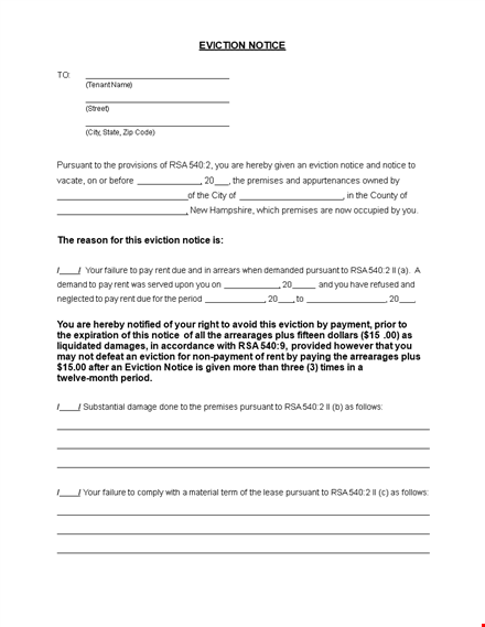 printable eviction notice to tenant template