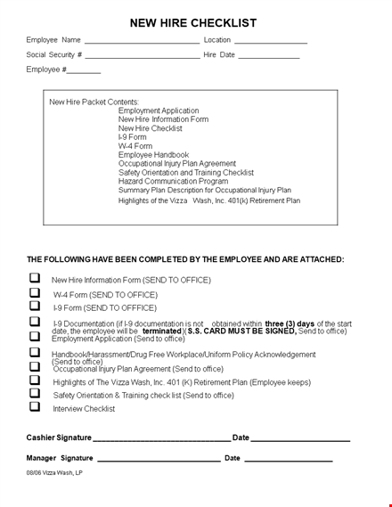 the essential new hire checklist for office employees template