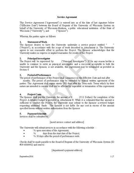 service agreement template for projects with universities: sponsor and agreement shall be met template