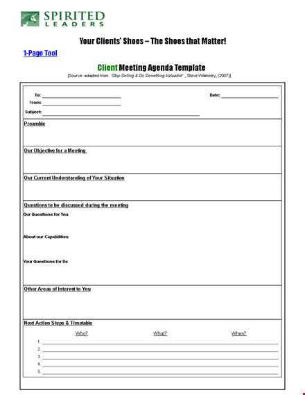 client meeting agenda template template