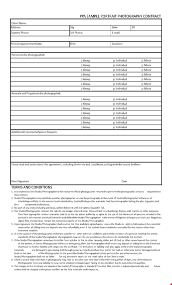 photography contract template for individuals and groups | customize to your studio template