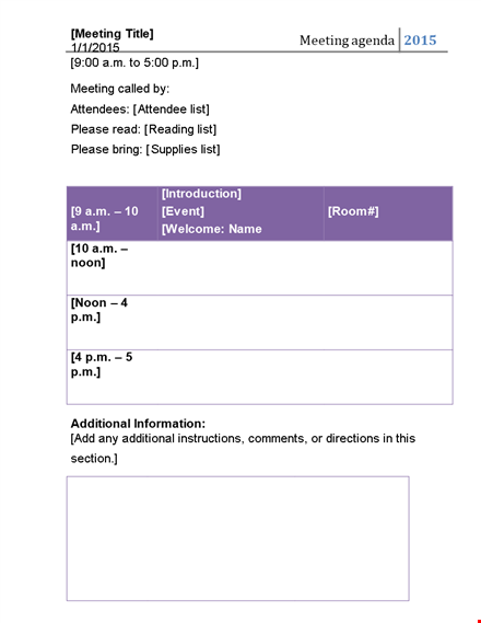 meeting agenda template - plan and organize discussions template