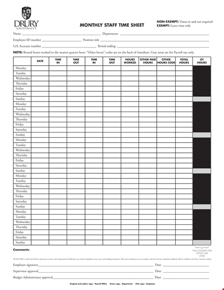 employee sheet for leave, payroll, and hours template