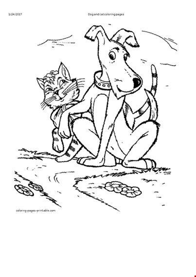 adorable dog and cat coloring pages - fun and free designs template