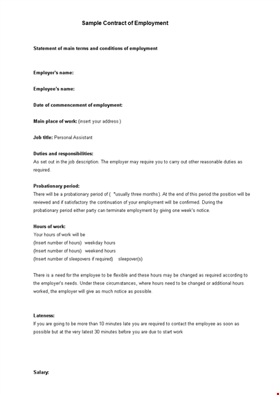 example job contract template template