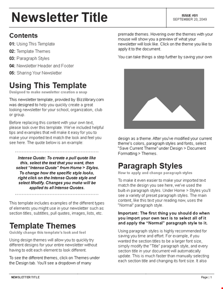 free newsletter templates template