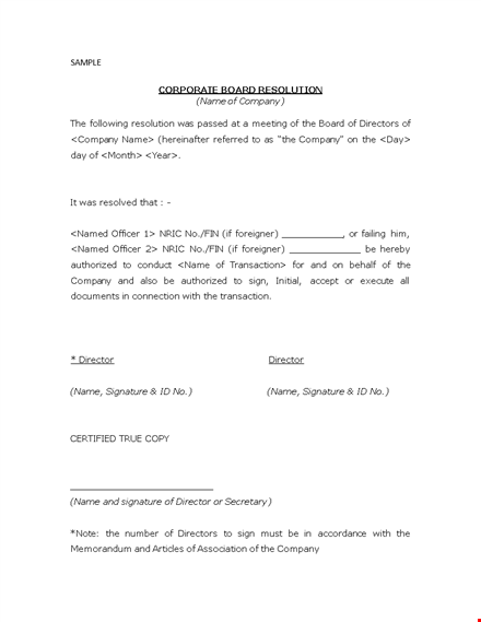 create a corporate resolution form with ease | board & director signature template